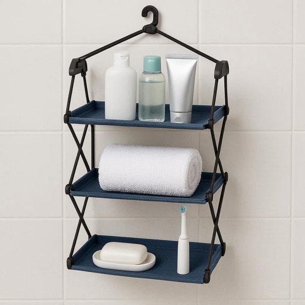 Foldable Bathroom Shelves - Portable Space-Saver for Travel or Temporary Use