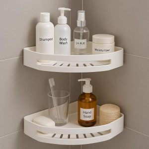 Wall-Mounted Bathroom Shelves - Space-Saving Corner Organizer for Toiletries