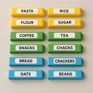 Color-Coded Airtight Food Clips – Set of 12 for Easy Pantry Labeling & Storage