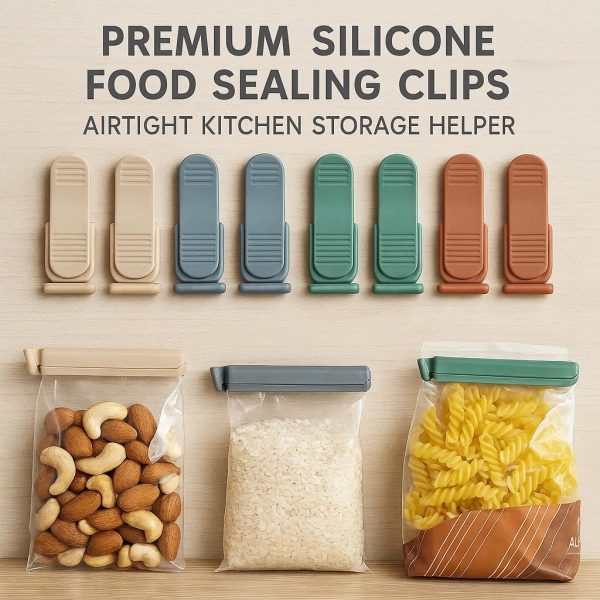 12-Pack Premium Silicone Food Sealing Clips - Airtight Kitchen Storage Helper
